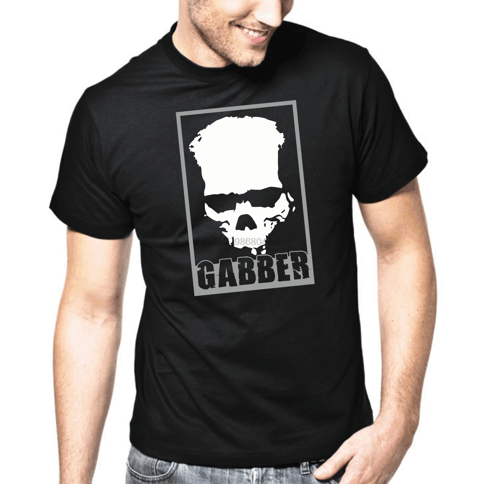 GABBER Hardstyle Speedcore Club Totenkopf Skull Electronic Music DJ T-Shirt | Мужская одежда