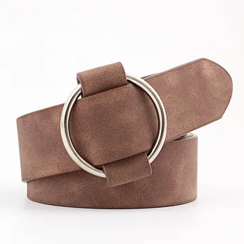 

Wide Fashion Elastic Jeans Casual Dress Women Belt Ceinture Solid Round Buckle All-Match Decorative Leather Strap Waistband