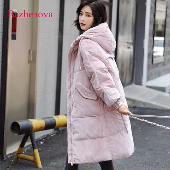 

Bazhenova Winter Women Coat Girls Loose Hooded Casual Warm Tops Woman Elegant All-match Simple Coats Clothes Ladies R300
