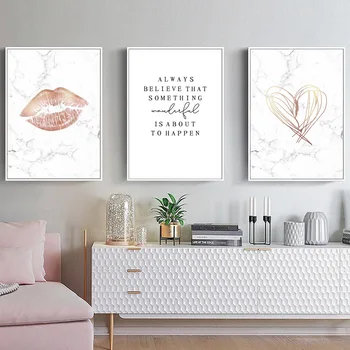 

Sexy Lip Marble Believe Quotes Fashion Wall Art Canvas Painting Nordic Posters And Prints Wall Pictures For Living Room Decor