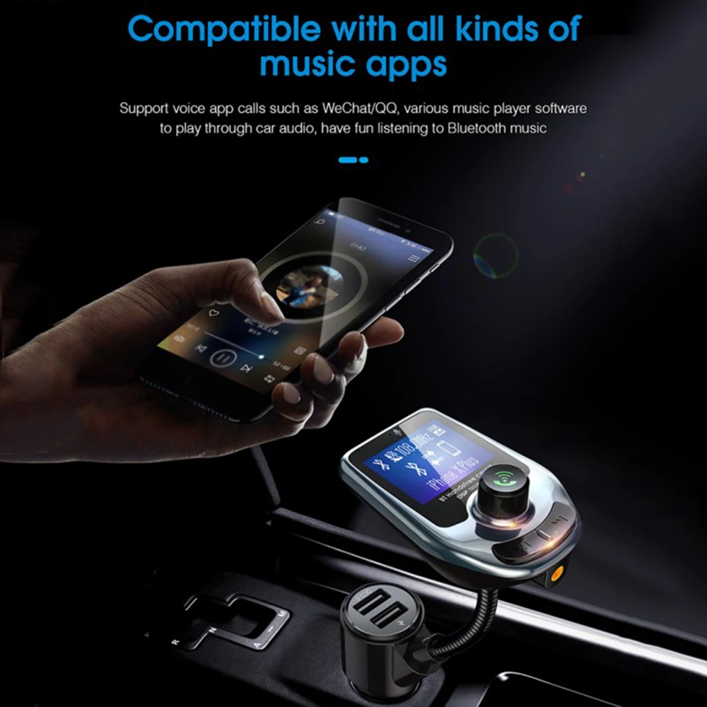 Bluetooth автомобильный fm-передатчик MP3-плеер Радио адаптер двойной USB быстрая зарядка Bluetooth 5,0 смарт-чип, стабильность сигнала