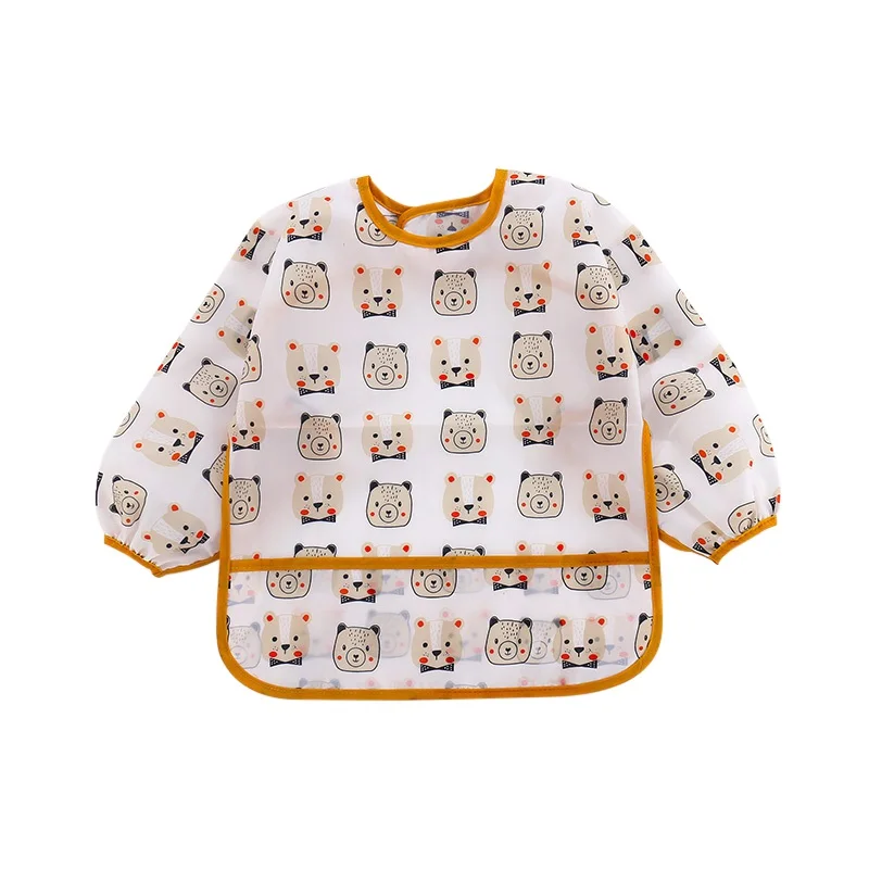 

Unisex Infant Toddler Newborn Baby Boys Girls Smock Feeding Accessories Waterproof Cartoon Long Sleeved Bib Burp Cloths Kids