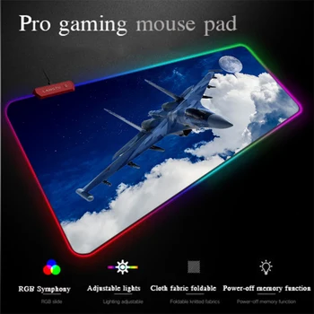 

Yuzuoan XXL Programming MousePad LED Color Illumination Backlit White Airplane HD RGB Gaming Mouse Pad Custom Picture Size 90X40