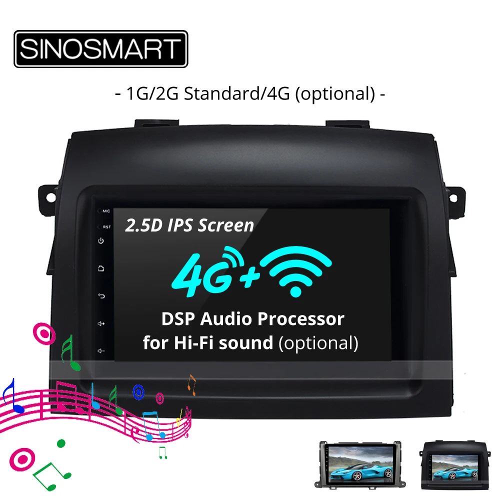 SINOSMART 2.5D IPS/QLED Car GPS Navigation Player for Toyota Sienna 2004-18 Corolla Prius 32EQ DSP, 4G SIM Card Slot Optional SINOSMART 2.5D IPS/QLED Car GPS Navigation Player for Toyota Sienna 2004-18 Corolla Prius 32EQ DSP, 4G SIM Card Slot Optional