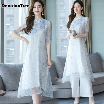 

2020 asian clothing ao dai vietnam traditional qipao women chinese dress chinoise modern cheongsam floral print aodai suit