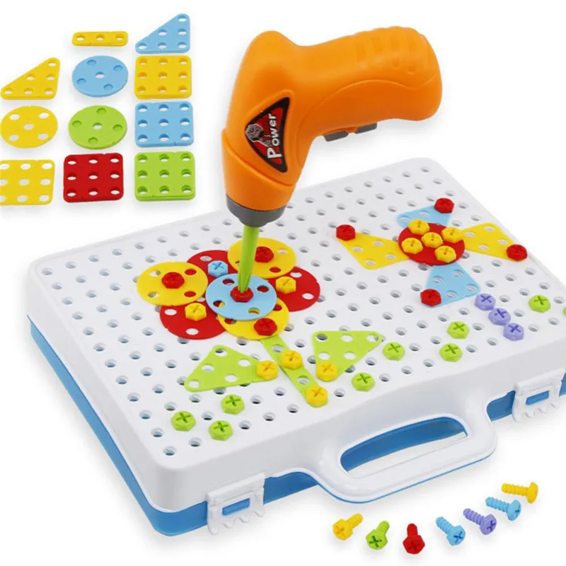 

Children Electric Drill Toys DIY Creative Model Mosaic Building Kits 3D Building Model Kit Educational Blocks Toys Child Gift