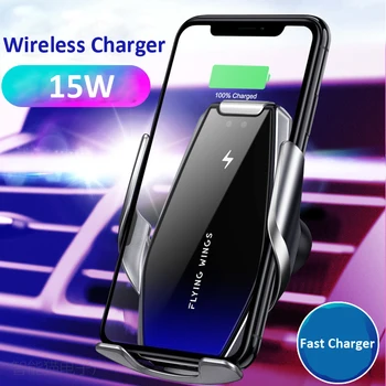 

15W Car Wireless Charger Quick Charge for iPhone 11 Pro XR XS Huawei P30 Pro Samsung S20 Qi Infrared Sensor Mobile Phone Holder