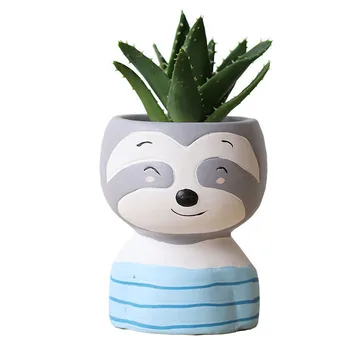 

Cartoon Animal Miniature Model Ceramic Flower Pots Desktop Decoration Planter Ornaments Succulent Pots Crook Hhead Bear Figurine