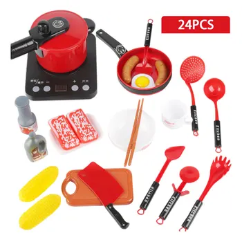 

24 Pieces Simulation Kitchen Cookware Playset Vegetables Fruits toys Cooking Pretend Play Toy Gifts Learning Toys for Children