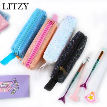 

Small Pencil Case Sequin Pencil Cases for Girls School Cute Pencil Box Zipper Pencil Bag Stationery Office School Supplies