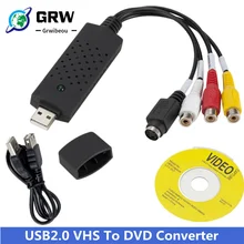 Usb2.0 vhs para conversor de dvd converter vídeo analógico para formato digital áudio vídeo dvd vhs registro captura cartão qualidade adaptador de computador