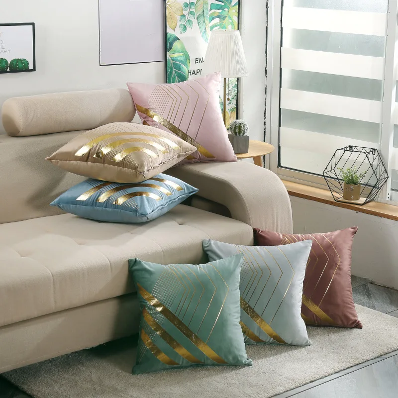 

43*43cm Golden Stamped Crown Polyester pillow Cover Decorative Cushions for Sofa Home Decoration Pillowcase ZT10