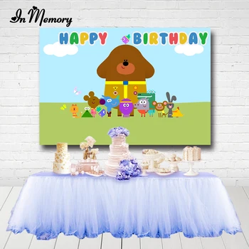 

InMemory Hey Duggee Theme Photography Backgrounds Kids Happy Birthday Backdrops For Photo Studio 7x5ft Vinyl Polyester