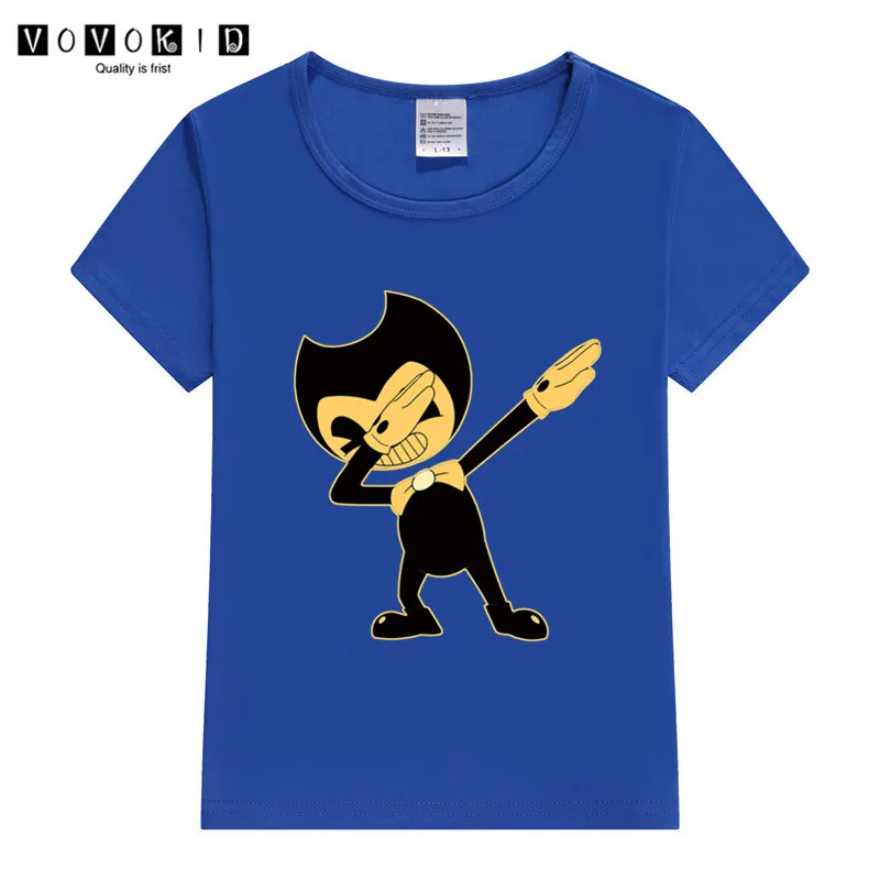 T127L-blue Забавная футболка с принтом «Dab Bendy» для маленьких девочек и мальчиков, Детская летняя футболка, рубашка на День Благодарения - Цвет: T127L-blue