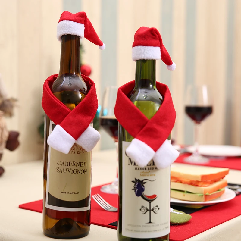 Рождественское украшение с вышивкой мультяшная винная бутылка Снеговик Санта Клаус лося винная вертушка украшение для рождественской вечеринки