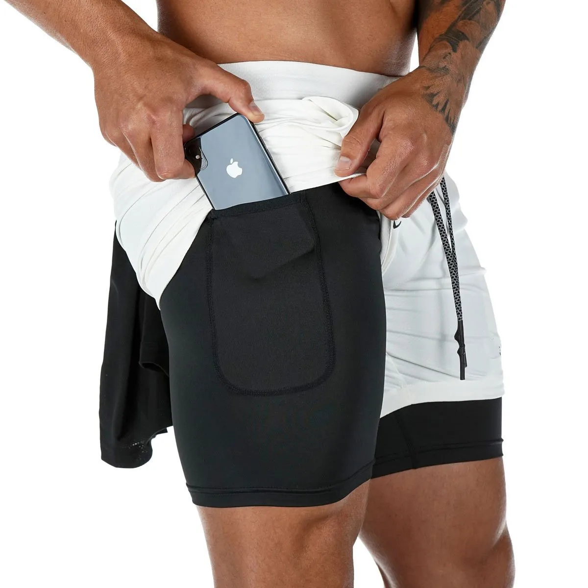 Мужские 2 в 1 беговые потайные карманы шорты для активного отдыха быстросохнущие спортивные шорты встроенные карманы бедра Hiden карманы на молнии m-xxl