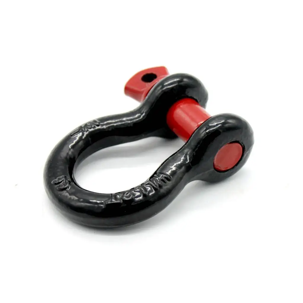 Practical 3/4'' 2 Ton Bumper Tow Trailer Hook D-Ring Bow Shackle Red Black 45# Steel Heat Treatment