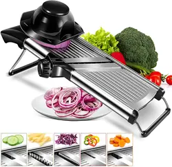 Adjustable Mandoline Food Slicer Vegetable Slicer Fruit Cutter Stainless Steel Kitchen Julienne Slicer For Kitchen Waffle
