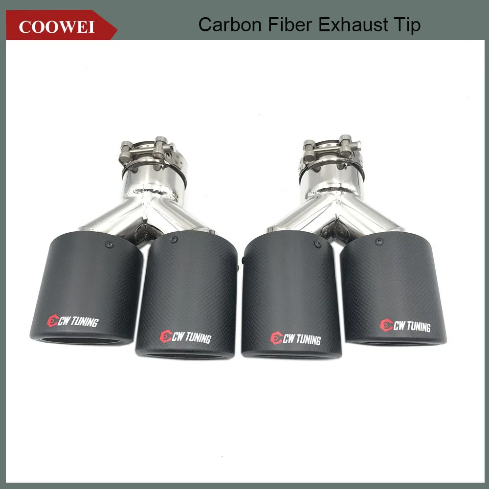 

1Pair ID: 63MM OD: 89MM Universal Carbon Fiber Exhaust Pipe Dual Exhaust Tip Stainless Steel Muffler Pipe