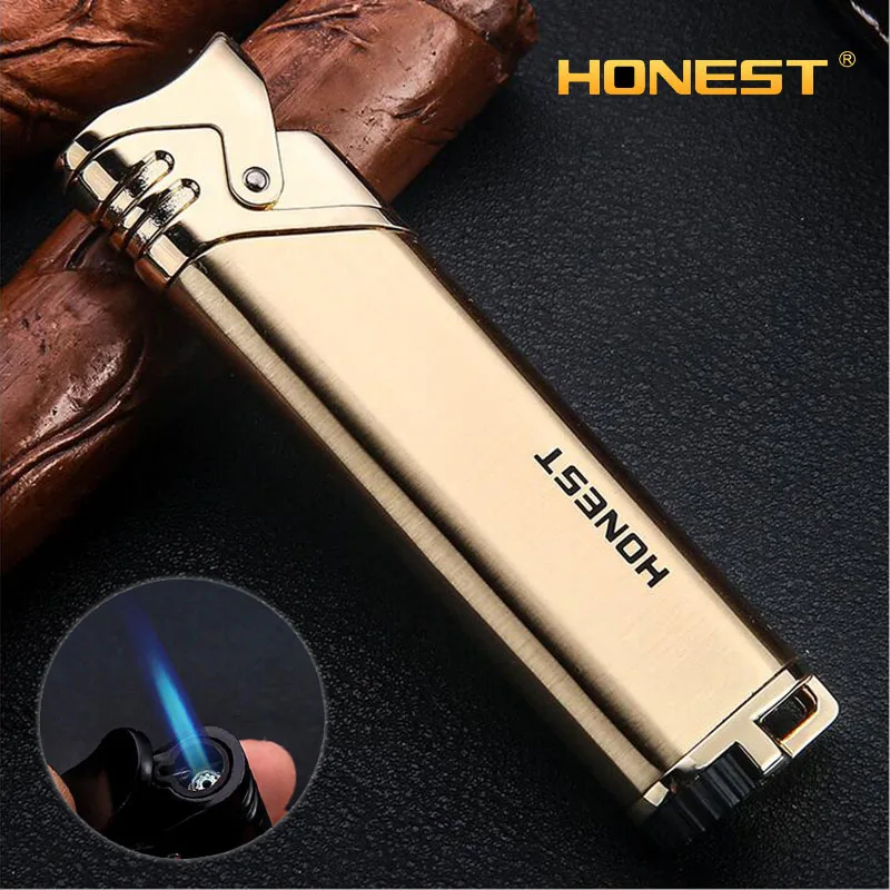 Honest металлическая зажигалка windproog бутан газовая струя пламя прямой огонь сигары