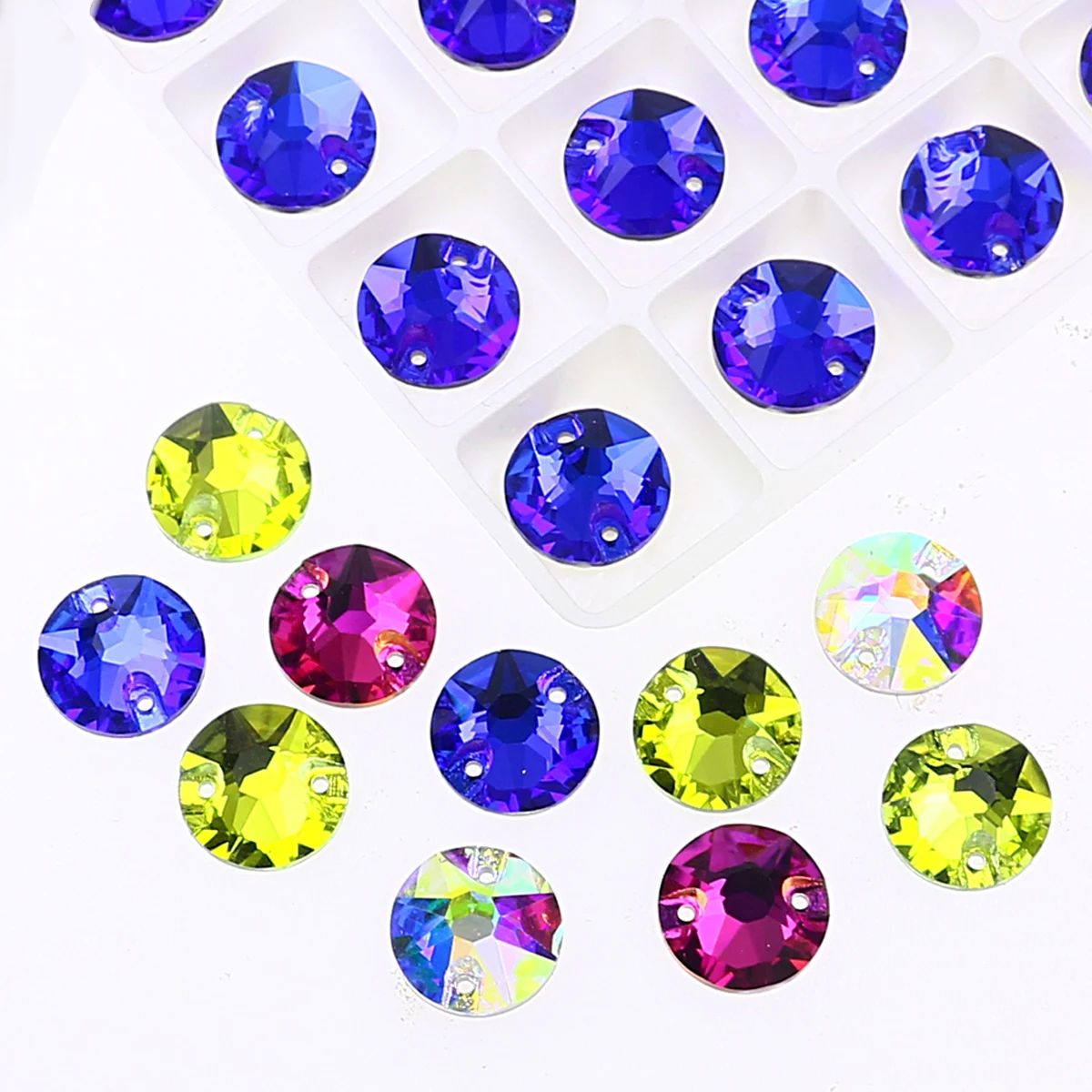 

8mm-14mm Round K5 Glass Sew On Rhinestones Crystal AB Glitter Diamante Sewing Stones for DIY Wedding Dress Clothes Crafts Arts