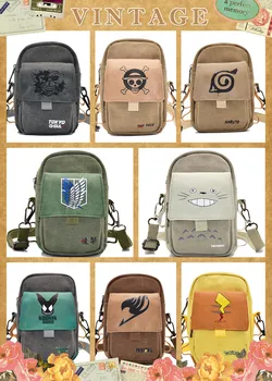

Anime My Hero Academia/Fairy Tail/Tokyo Ghoul/Naruto/Attack on Titan/ONE PIECE/Totoro Canvas single Shoulder Crossbody Bag
