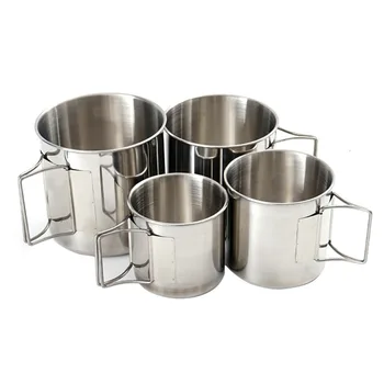 

4 Pcs Outdoor Picnic Heat Resistant Bowl Tableware Hiking Cooking Camping Stainless Steel Portable Multifunction Folding Cup Set