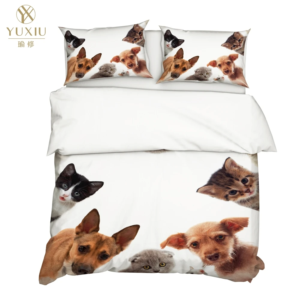 Комплект постельного белья YuXiu 3D с изображением животных кошек собак звезд