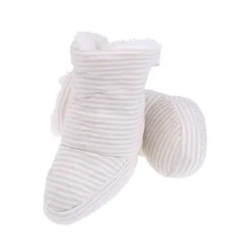 

JOCSTYLE Autumn Winter Baby Prewalker Cotton Shoes Striped Fleece Baby Soft Shoes Support Dropshipping