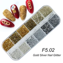  Holographic Nail Glitter Flakes Sequin 12pcs in 1 Rose Gold Silver DIY Butterfly Dipping Powder for Acrylic Nails Tools CH1585 