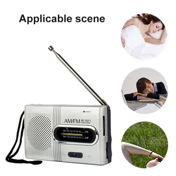 

Portable AM/FM Mini Radio with Telescopic Antenna Dual Band Channel Receiver Speaker VH99