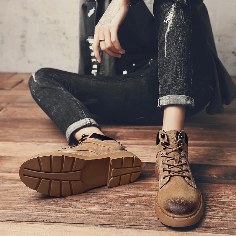 NEW Genuine Leather Men Waterproof Boots Men Casual Shoes Fashion Ankle Boots For Men High Top Winter Men Boots%7837