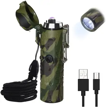 

Waterproof Lighter Electric Flashlight USB Rechargeable Arc das Feuerzeug IPX7 Water-Resistant Windproof Camping Outdoor Gift