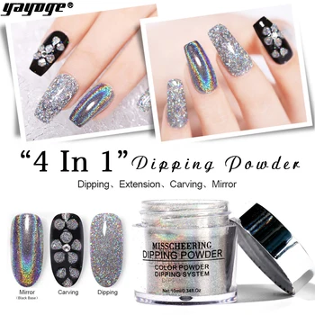 

YAYOGE 4 In 1 Dipping Nail Powder For Infiltration Mirror Extension Gradient Dipping Nail Glitter for Nail Art Powder 12 Colors