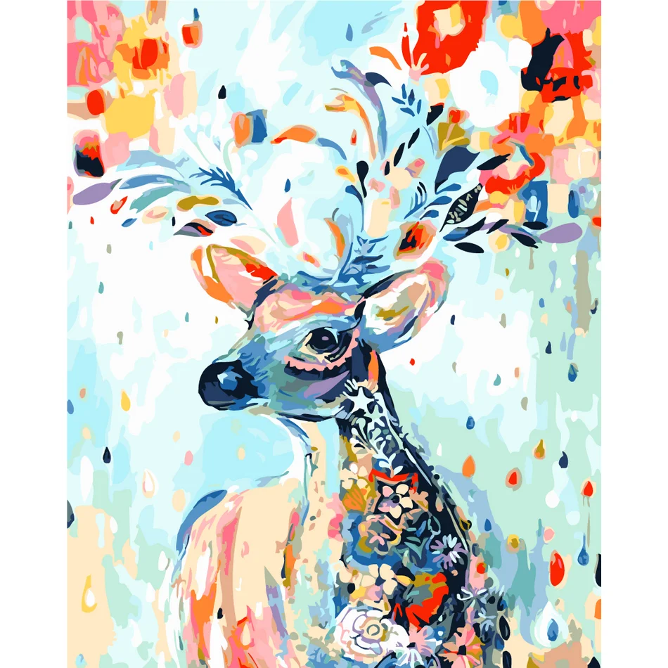 Безрамная краска ed Deer DIY Краска ing по номерам Современная Настенная Художественная Картина Краска по номерам Unque подарок для домашнего декора