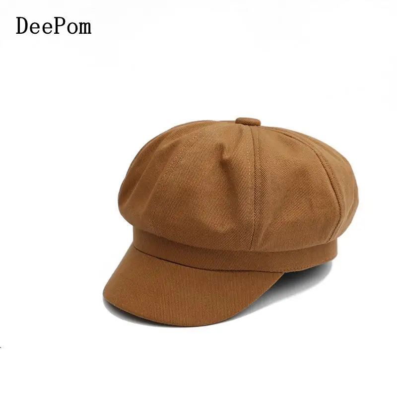 

DeePom Hat Women Cotton Octagonal Hat Female Sunscreen Sunshade Outdoor Lady Beret Cap Newsboy Vintage Bonnet Retro Gorra 2020