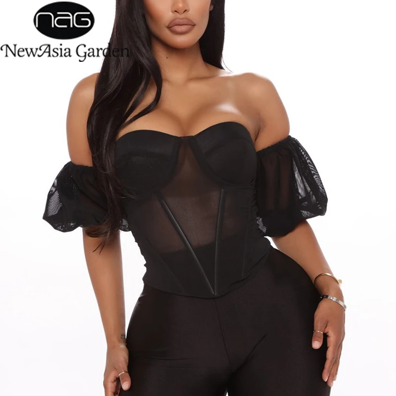 sheer black off the shoulder blouse