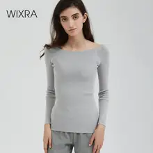 Wixra, базовые вязаные свитера, женские, Осень-зима, элегантные, с вырезом лодочкой, джемперы, пуловеры, высокое качество, стретч-трикотаж, топы для женщин
