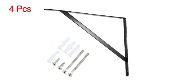 Black 500x16x300mm Uxcell полка Кронштейн треугольник кронштейн 100lbs-250lbs сверхмощный L кронштейны правая угловая скобка настенная углеродистая сталь - Цвет: Black 500x16x300mm