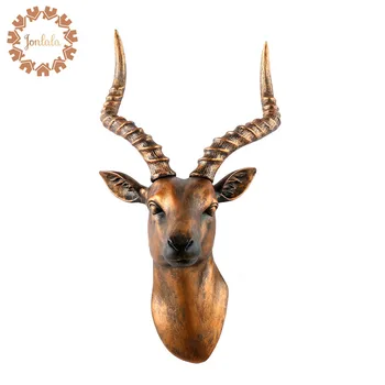 

Retro Antelope Head Creative Resin Animal Head Antelope Horn Wall Decoration Wall Hanging Ornaments Christmas Decor Best Gift