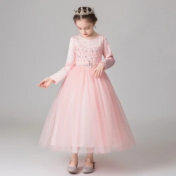 

Children's evening dress 2019 autumn and winter new long skirt girls princess dress show skirt flower children's wear