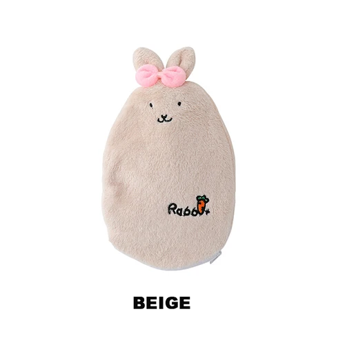 Beige Мультяшный кролик взрывозащищенный плюшевый тканевый чехол для грелки, теплая сумка для воды, съемный моющийся чехол для грелки - Цвет: Beige