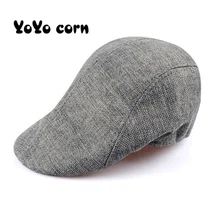 Yoyocorn дышащий летний мужской берет леди ретро новости мальчик шляпа Лен Выходная шляпа Солнцезащитная Шляпа Унисекс тонкая Кепка