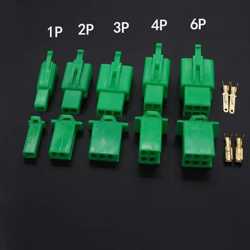 

5SET Green 2.8mm 2/3/4/6/9p Automotive 2.8 Electrical wire Connector Male Female cable terminal plug Kits Motorcycle ebike car