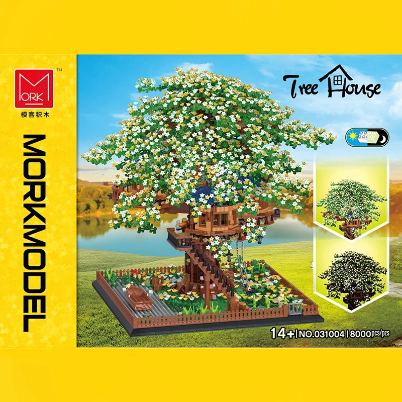 

MOC Ideas Series Forest Tree House With Light Model Kit Building Blocks Bricks Kids Toys Christmas Gifts Compatible with 21318