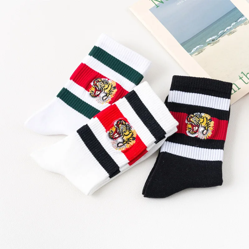 

High Quality Cotton Socks Tiger Print New Men Women Sport Comfortable Casual Skateboard Streetwear Feet Breathable Sock Cycling