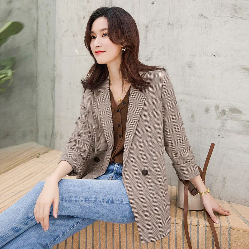 

Small Suit Coat Women's Short Korean-style 2019 Spring And Autumn New Style Loose Casual Retro CHIC Network Red Plaid Suit