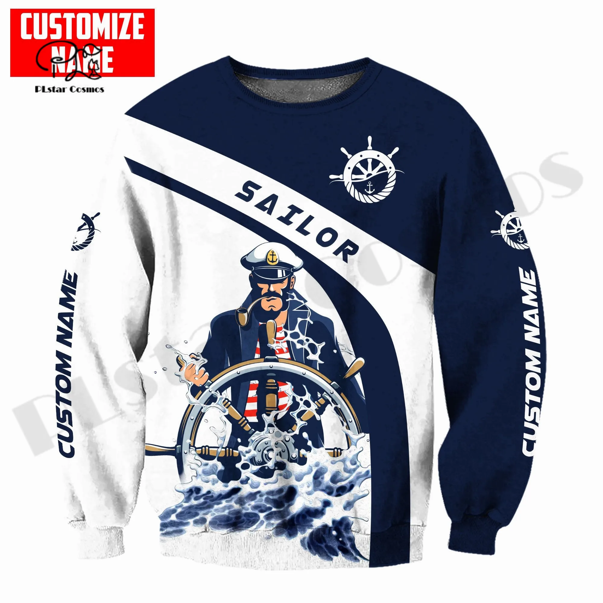 PLstarCosmos 3Dprint Newest Sailor Sea Ocean Custom Name Harajuku Streetwear Funny Causal Unique Unisex Hoodies/Sweatshirt/Zip 4