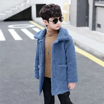 

Boys Woolen Jacket Autumn and Winter Wear New Fashion Baby Ltoddler Wool Coat Long Section Plus Cotton Thick Woolen 2-12 Years