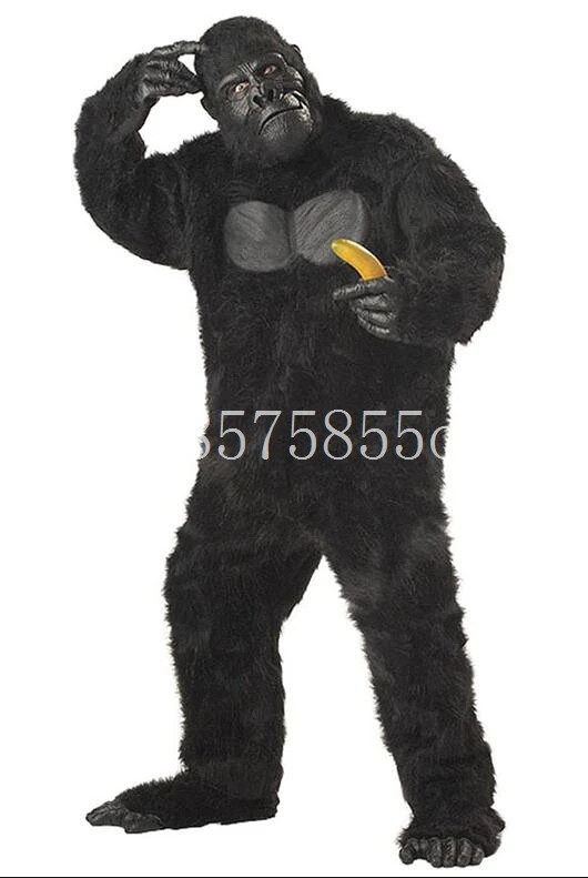Хэллоуин шимпанзе ape King Kong маскарадные костюмы для взрослых представление шоу реквизит - Цвет: Черный